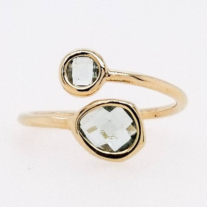 Framed Glass Adjustable Ring- Charcoal Gold for wholesale by The Beaded Wire Designs