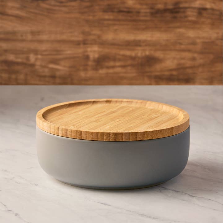 The DRH Collection BV Share Servierschale Grau mit Bambus-Deckel für den Großhandel von The DRH Collection BV