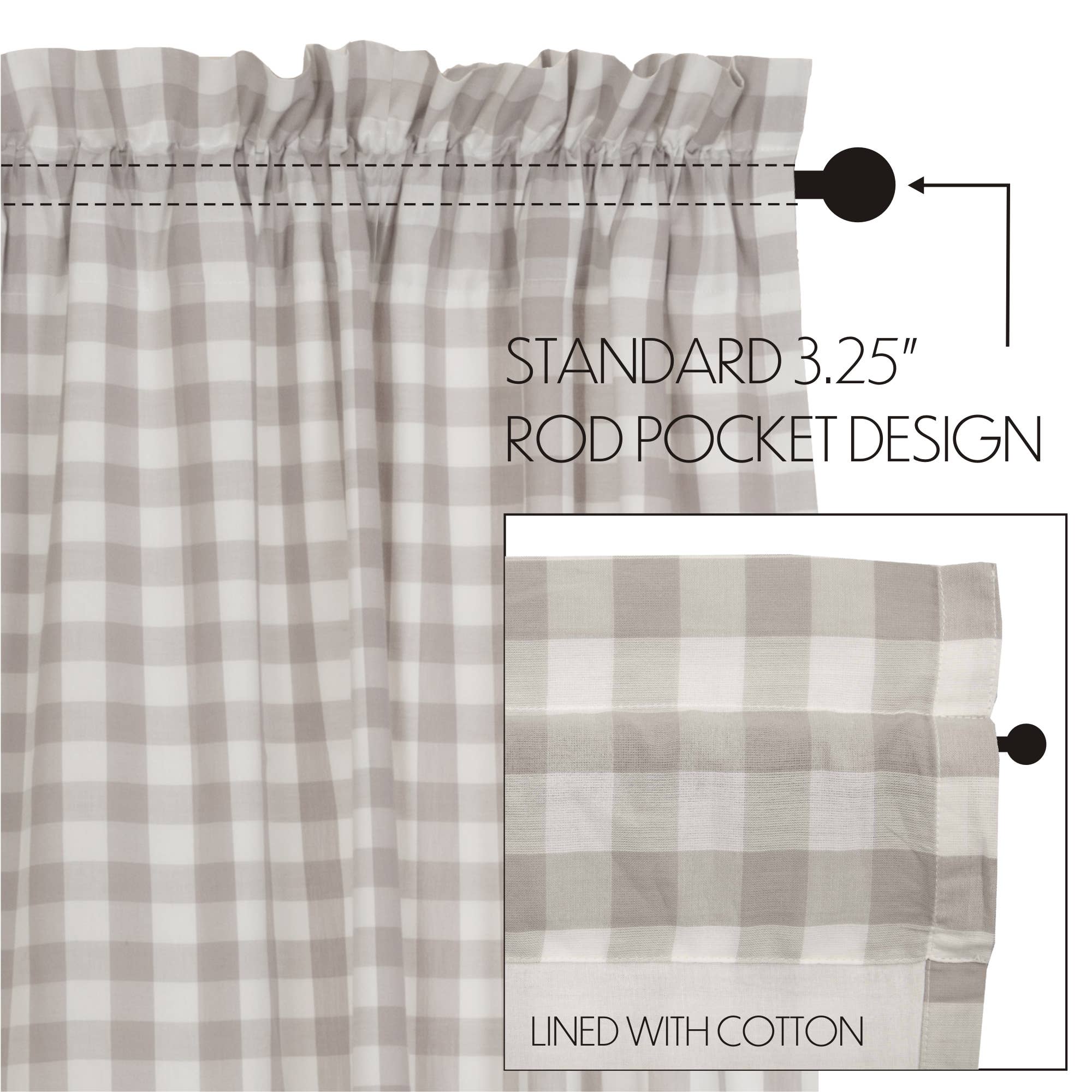 VHC Brands - Wholesale Valance - Annie Buffalo Grey Check Valance 16x905