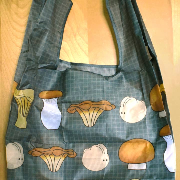 Caffeinated Rabbit Art - Wholesale Grocery/Shopping Bag - Reusable shopping bag with Mushrooms and bunnies2