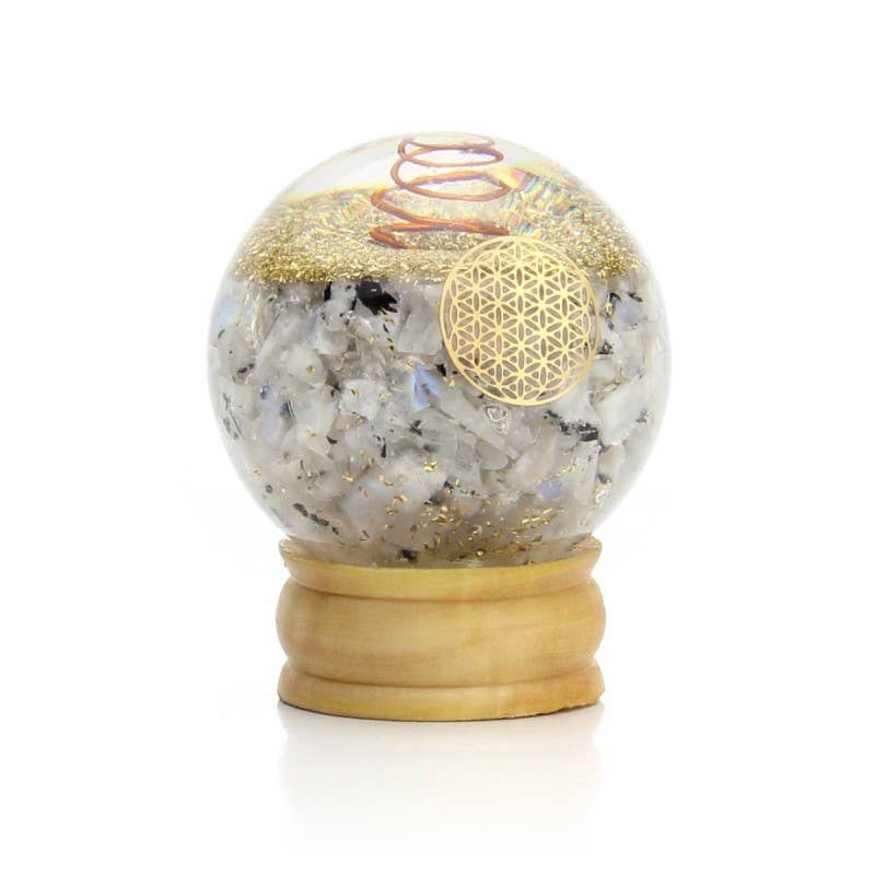 Ethike.eu - Wholesale Spiritual Stone/Crystal - ESFERA ORGONITA FLOR VIDA - PIEDRA DE LUNA1
