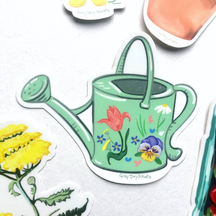 Autocollant pour arrosoir floral, par Gray Day Studio pour la vente par Gray Day Studio
