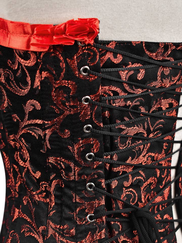 Attire Fashion Club - Vente Corset – femme - Corset rouge fait main avec armature en acier pour femme8