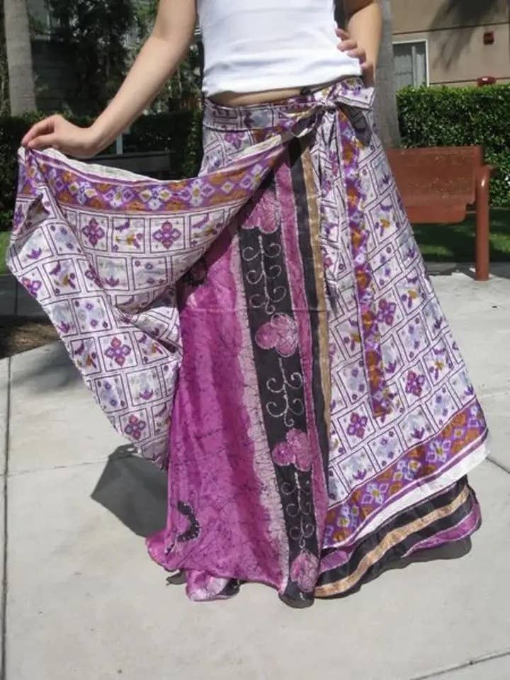 Bhawana Handicrafts - Wholesale Skirt - Women's - 5 Pcs Lot Handmade Reversible Silk Two Layer Printed Skirt 2