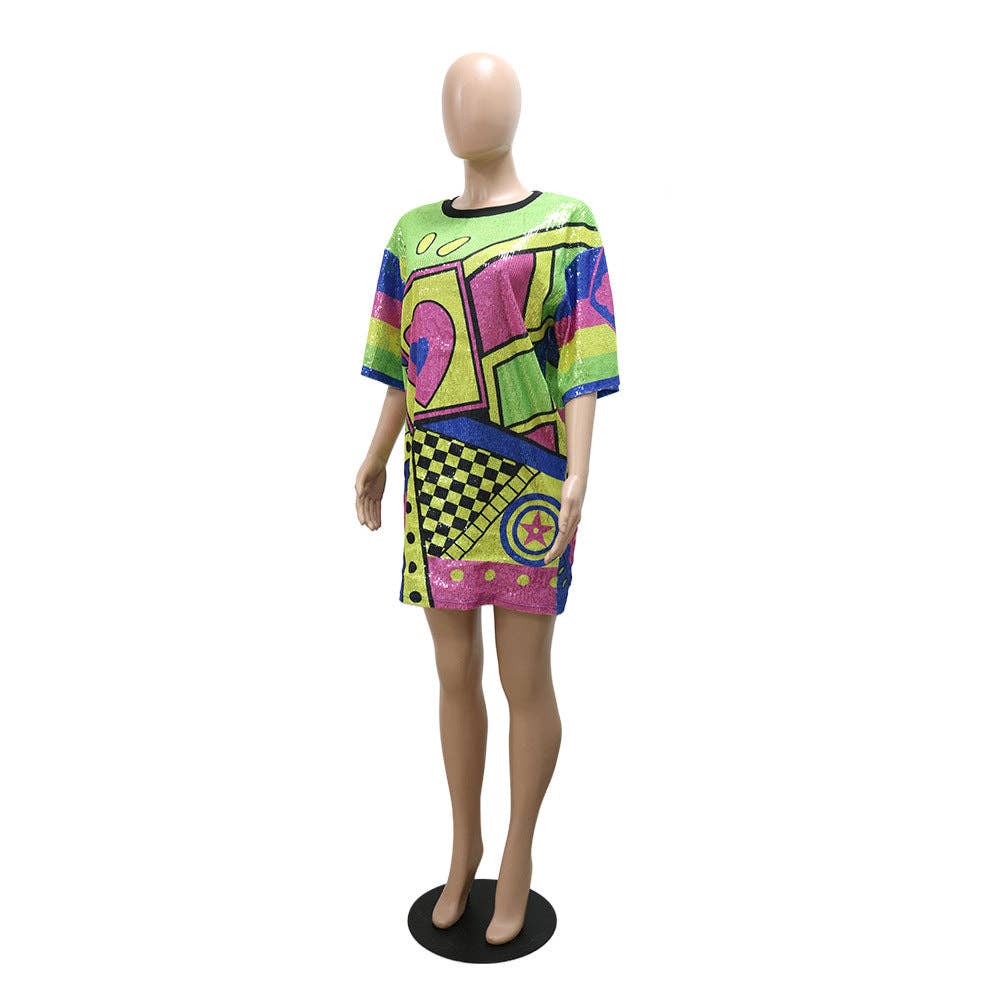 MB Fashion Wholesale - Wholesale Dress - Women's - MB FASHION SEQUIN MINI SHIRT LOOSE DRESS 9984LY26