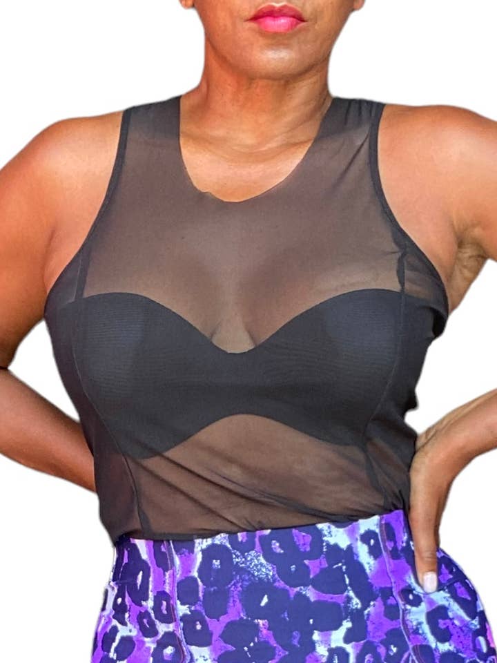 2nd-Skin Tank Top - Black mesh for wholesale by Oz+Õtz