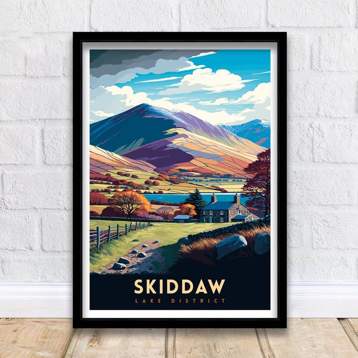 Skiddaw Lake District Travel Poster Wall Art Decor Skiddaw Illustration Travel Poster Gift Lake District Home Decor for wholesale by InkNPrintz