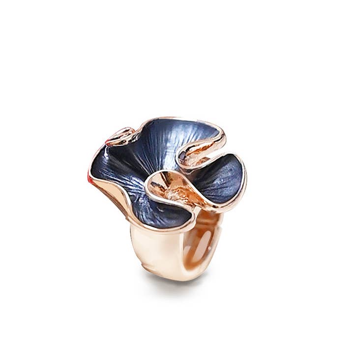 AMORINO SRL - Wholesale Cocktail/Statement Ring - ELASTIC RING WITH ENAMELED RUFFLE - SW25448B111
