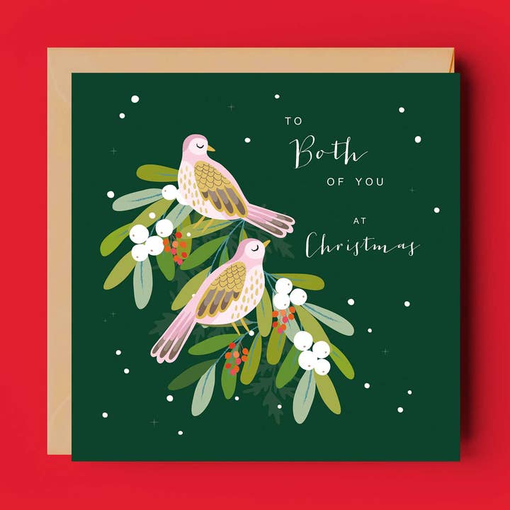 To Both Of You - Turtle Doves Couple Christmas Card for wholesale by Klara Hawkins