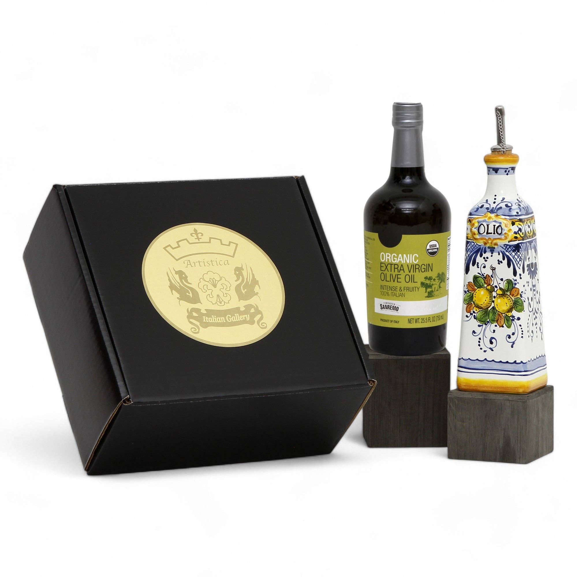 Artistica - Deruta of Italy - Wholesale Olive Oil - GIFT BOX: With Tuscan Olive Oil Dispenser + EVOO bottle - Limoncini design0