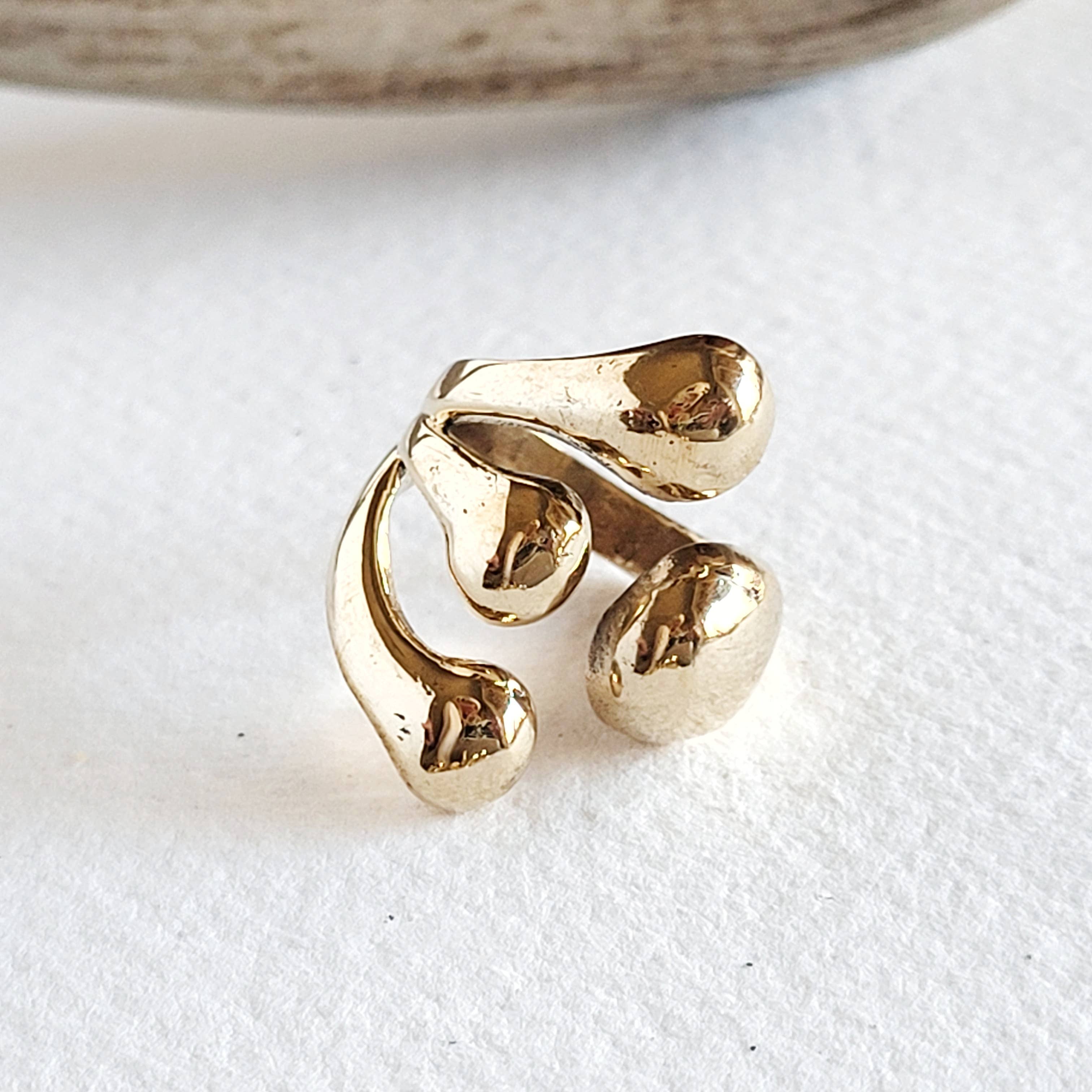 Bisjoux - Wholesale Cocktail/Statement Ring - Brass or silver ring molten cluster handmade6