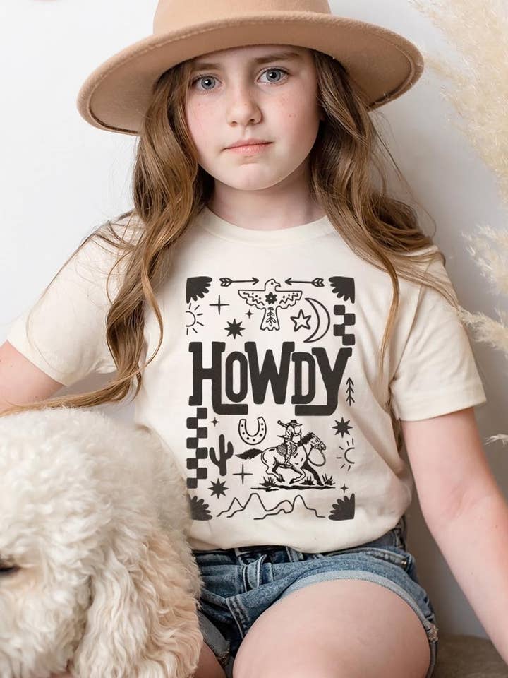 Howdy Cowboy Kids Graphic Tee for wholesale by COLORBEAR