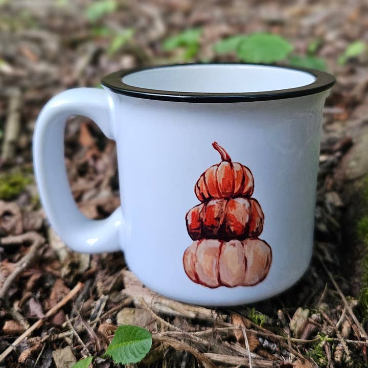 Cinderella Pumpkin Stack, Fall Lover's Mug for wholesale by The Cranberry Finch