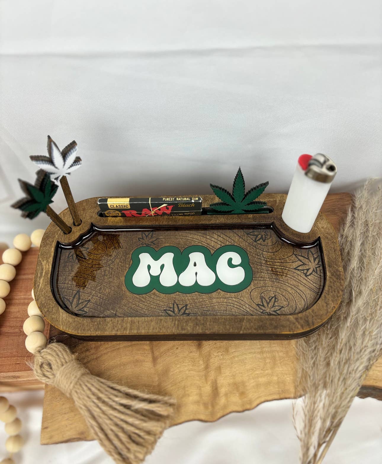 White oak - Wholesale Humidor/Cigar Accessory - Custom Wood rolling tray sets with any words4