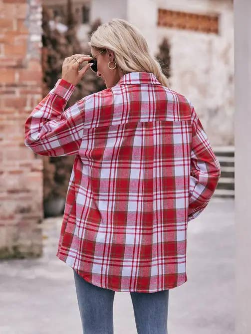 Lovesoft - Venta al por mayor Camisa con botones - Mujer - camisa a cuadros holgada de gran tamaño de moda casual amarilla