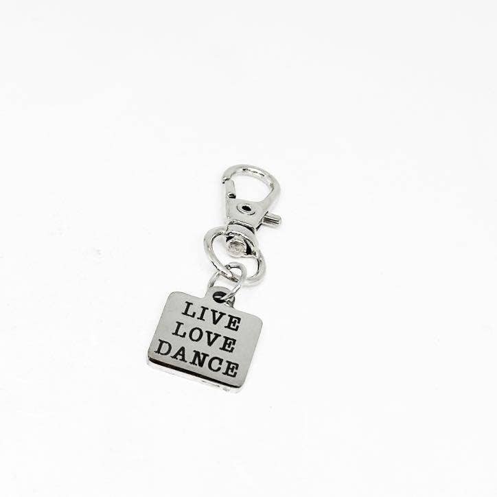 JKCE Designs - Wholesale Keychain - Women's - Live Love Dance Stainless Steel Clip On Charm Inspirational Engraved Dancer Gift Ballet Bag Accessory Keychain Motivation Jewelry