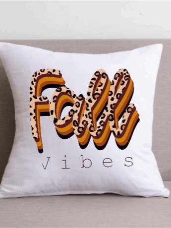 Fall Vibes Throw Pillow Cover, 18"x 18" zipper cover for wholesale by Daisy’s and Designs