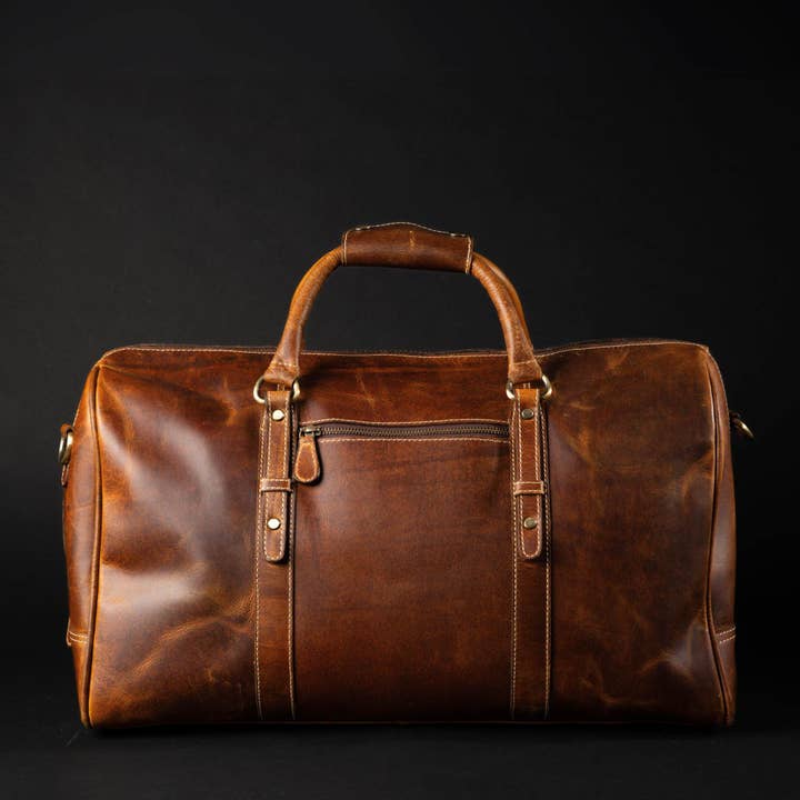 The Wayfarer Bag - Cognac Classic Full-Grain Leather Duffle Bag for wholesale by NAB LEATHER