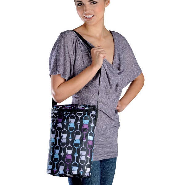 Chris’s Stuff Inc. - Wholesale Wine Tote - Insulated Two Bottle Bag - Stacked Glasses1