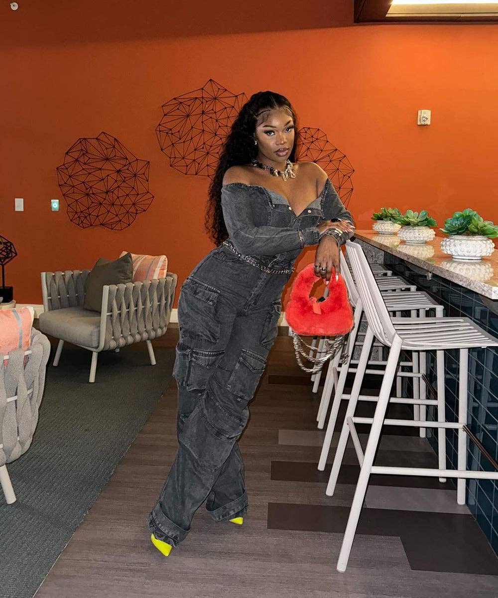 Aria Romance - Wholesale Jumpsuit - Women's - Asymmetric Denim Cardigan Set3