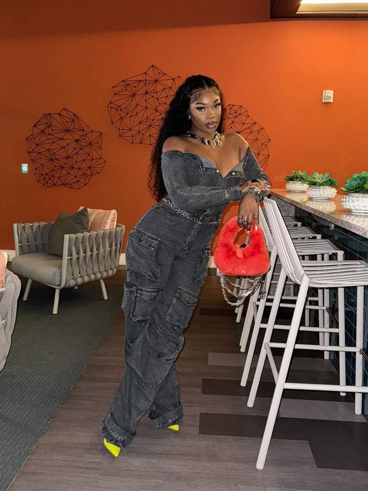 Aria Romance - Wholesale Jumpsuit - Women's - Asymmetric Denim Cardigan Set3