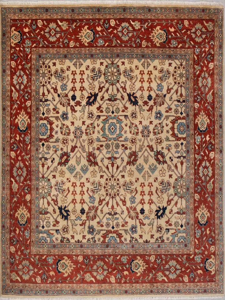 Tapete Persa Quadrado de Lã 9x9 Creme Ferrugem Feito à Mão – MT-25 por atacado de Aesthetic Homes LLC