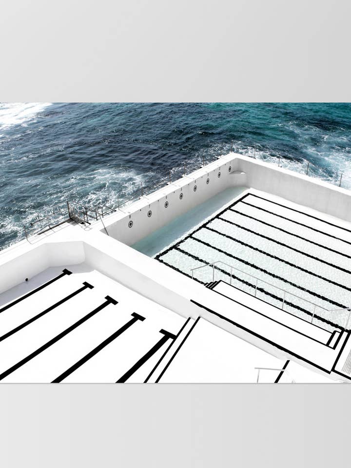 Bondi Beach Icebergs Wall Art. Coastal Pool Art Print for wholesale by PRINT AND PROPER