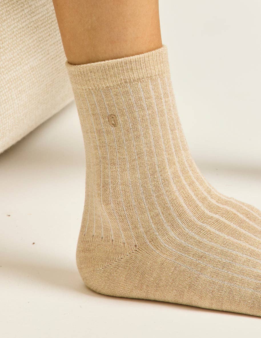 ODAJE - Vente Chaussettes – unisexe - Pack de 3 Chaussettes - Côtelé doré marron noir1