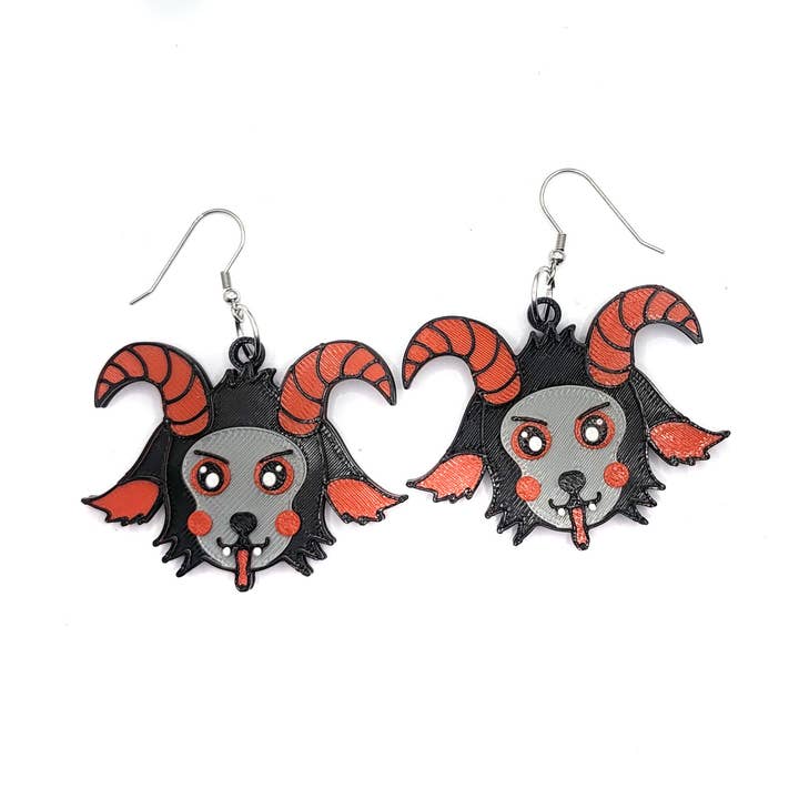 Søde Krampus Holiday juleøreringe 3D-trykt for engroshandel hos Printy Vibes