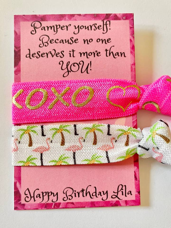 Pulseiras elásticas rosa, cartões de positividade, faixa de cabelo elástica por atacado de Positivi-Ties