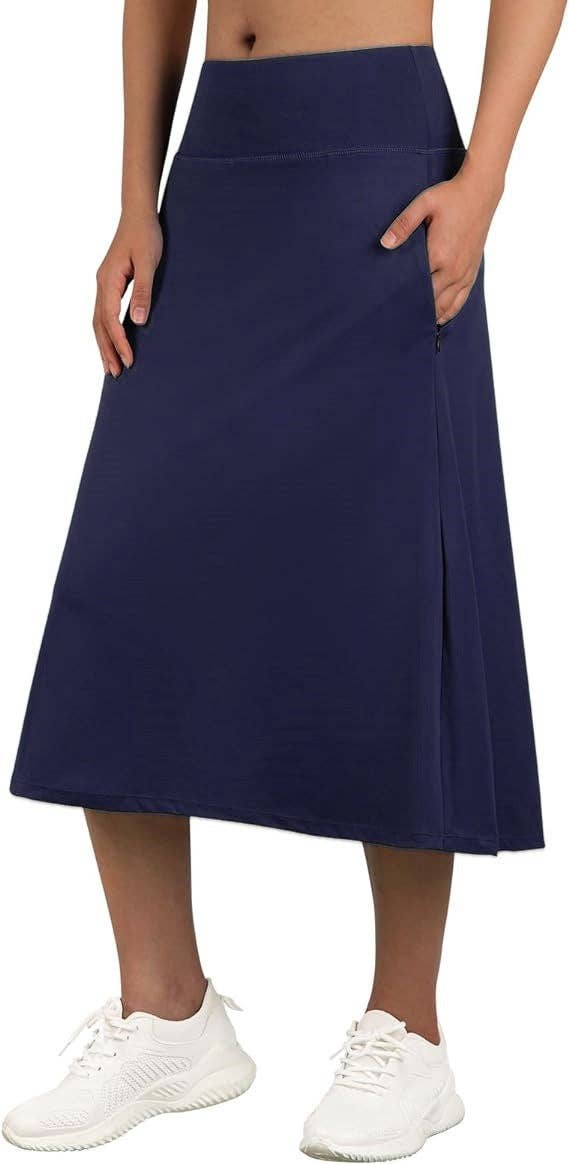 Suhkasana – wholesale Kjol - Dam – Damers högmidjade A-linjekjol med fickor – Ledig sportkjol20