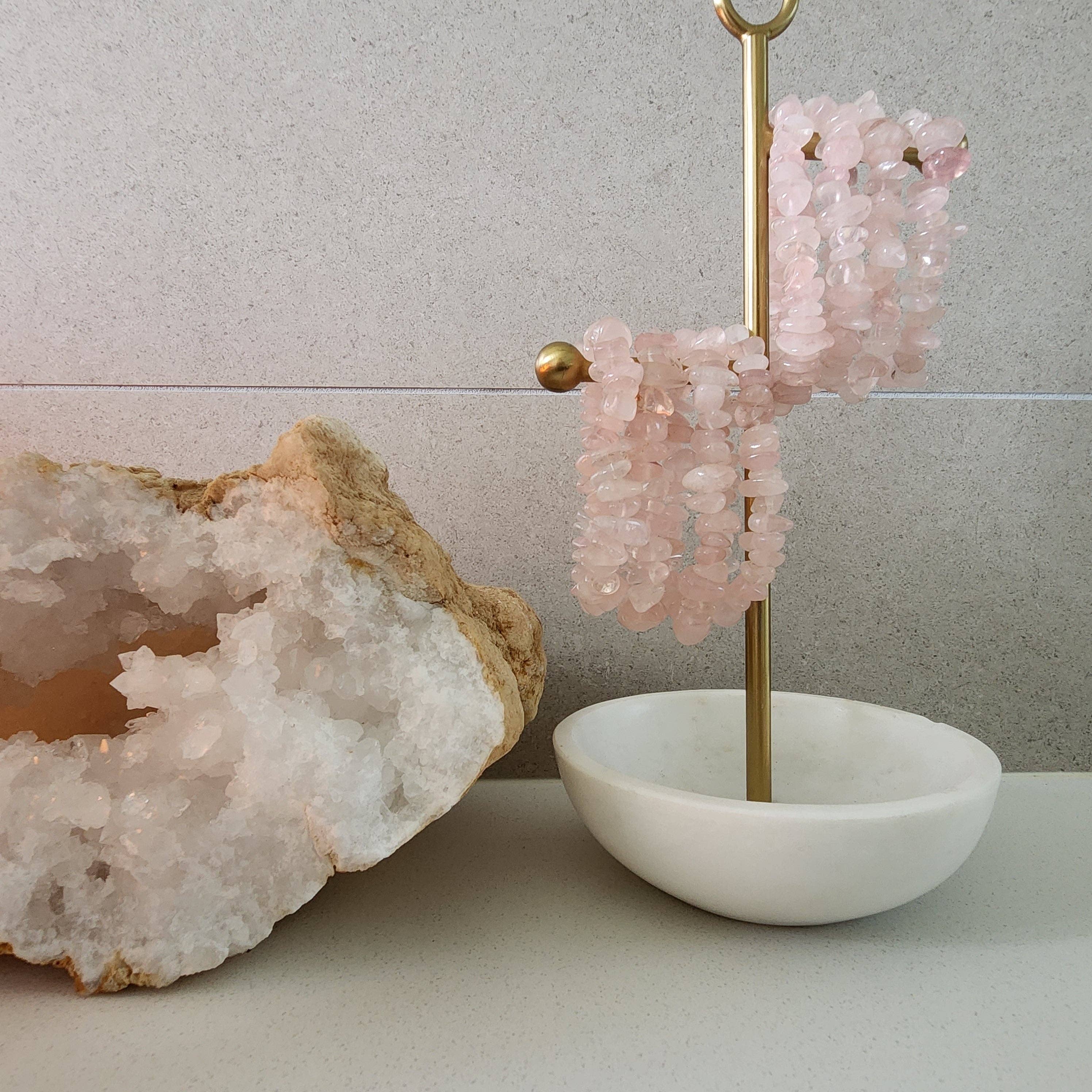 The Queen of Quartz – Pulseira de missangas por atacado – Pulseira Chunky Quartzo Rosa0