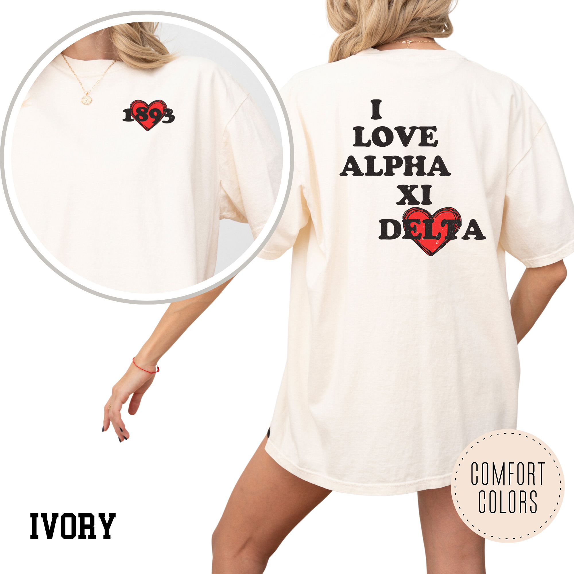 Kite and Crest - Wholesale Screen Printed T-Shirt - Women's - I Love Comfort Colors Sorority T-shirt8