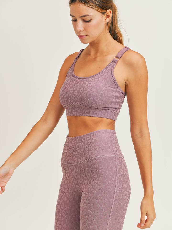 Mono B - Wholesale Sports Bra - Women's - Leopard Jacquard TACTEL® Peekaboo Back Sports Bra