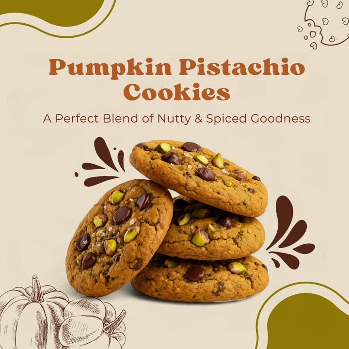 Pumpkin Spice Pistachio Chocolate Chip Cookies | Oh! Crema – 4 Pack for wholesale by Oh! Crema