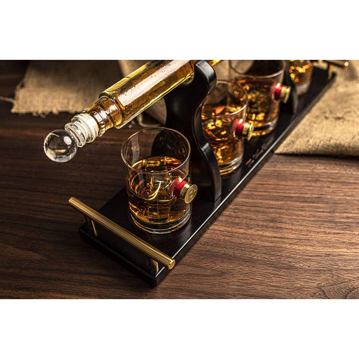 The Wine Savant / Khen Glassware - Wholesale Decanter - Rifle Whiskey Decanter Set 600 ml & Whiskey 12 oz Shotgun7