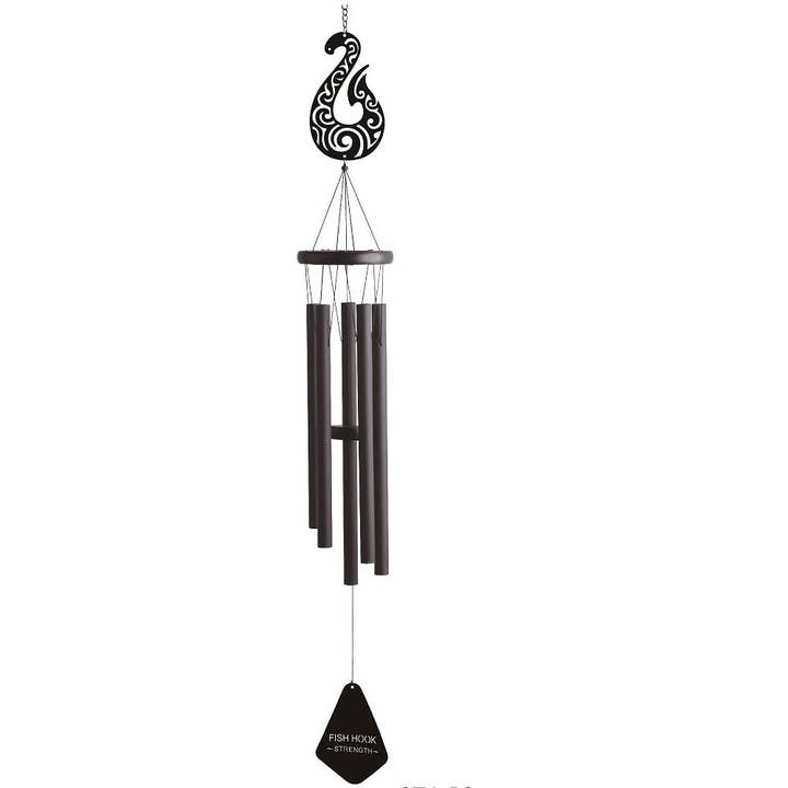 Fish Hook Kiwiana Wind Chime 40" Black for wholesale by Mt Meru Wholesale