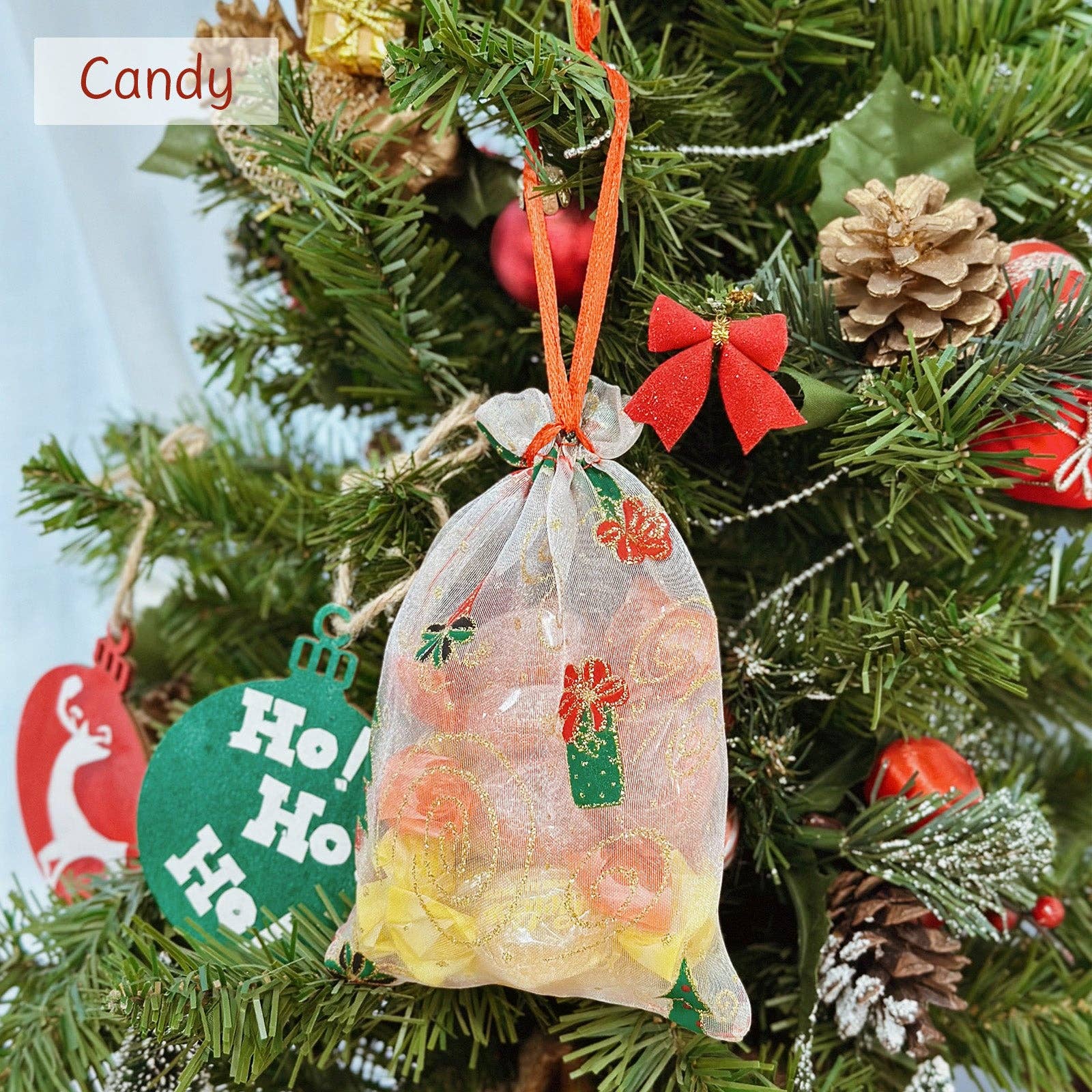 Wrapables.com - Wholesale Gift Bag Set/Pack - Wrapables 4 x 6 Xmas Organza Drawstring Gift Bags, Set of 203