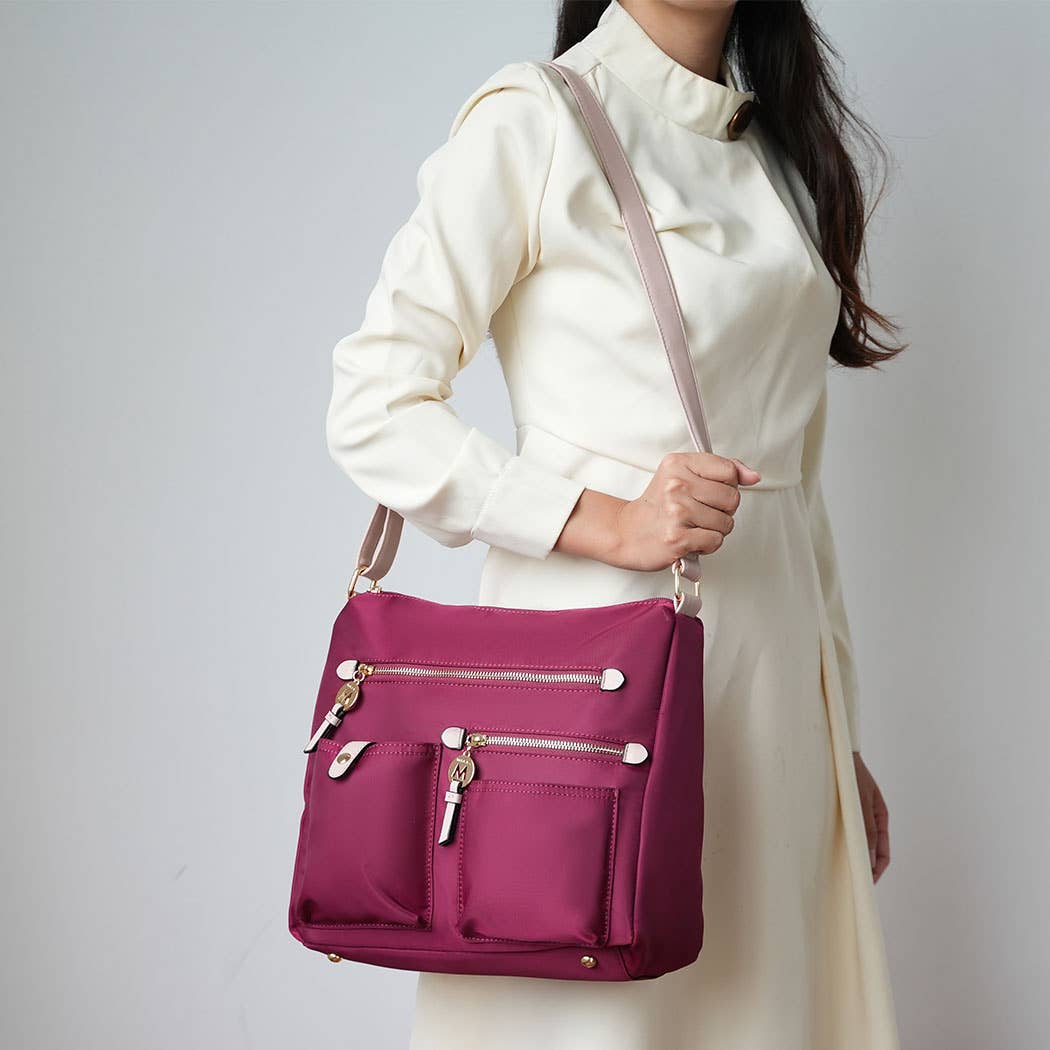 MKF Collection - Wholesale Shoulder Bag - Women's - Serena Color-Block Nylon Women Shoulder Handbag by Mia K10