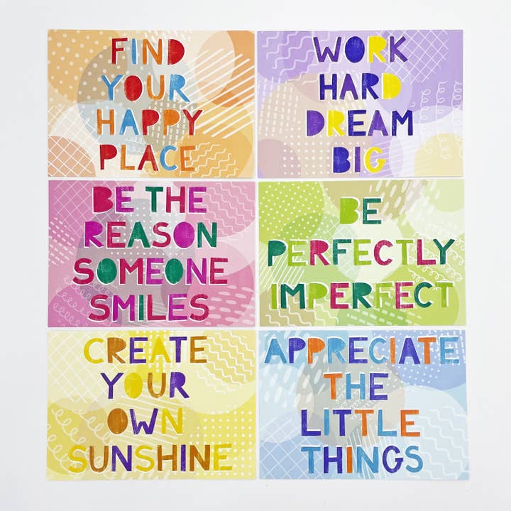 Postkarten mit fröhlichem Zitat — Set mit sechs für den Großhandel von The Leaf Press