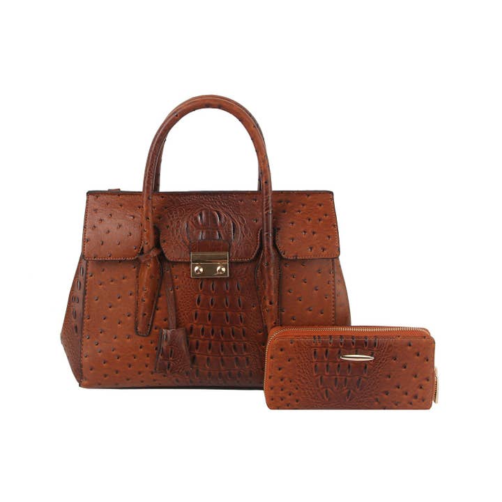 Handbag Factory Corp - Wholesale Top handle bag – women's - 2 in 1 crocodile texture matching top handle bag and purse set8