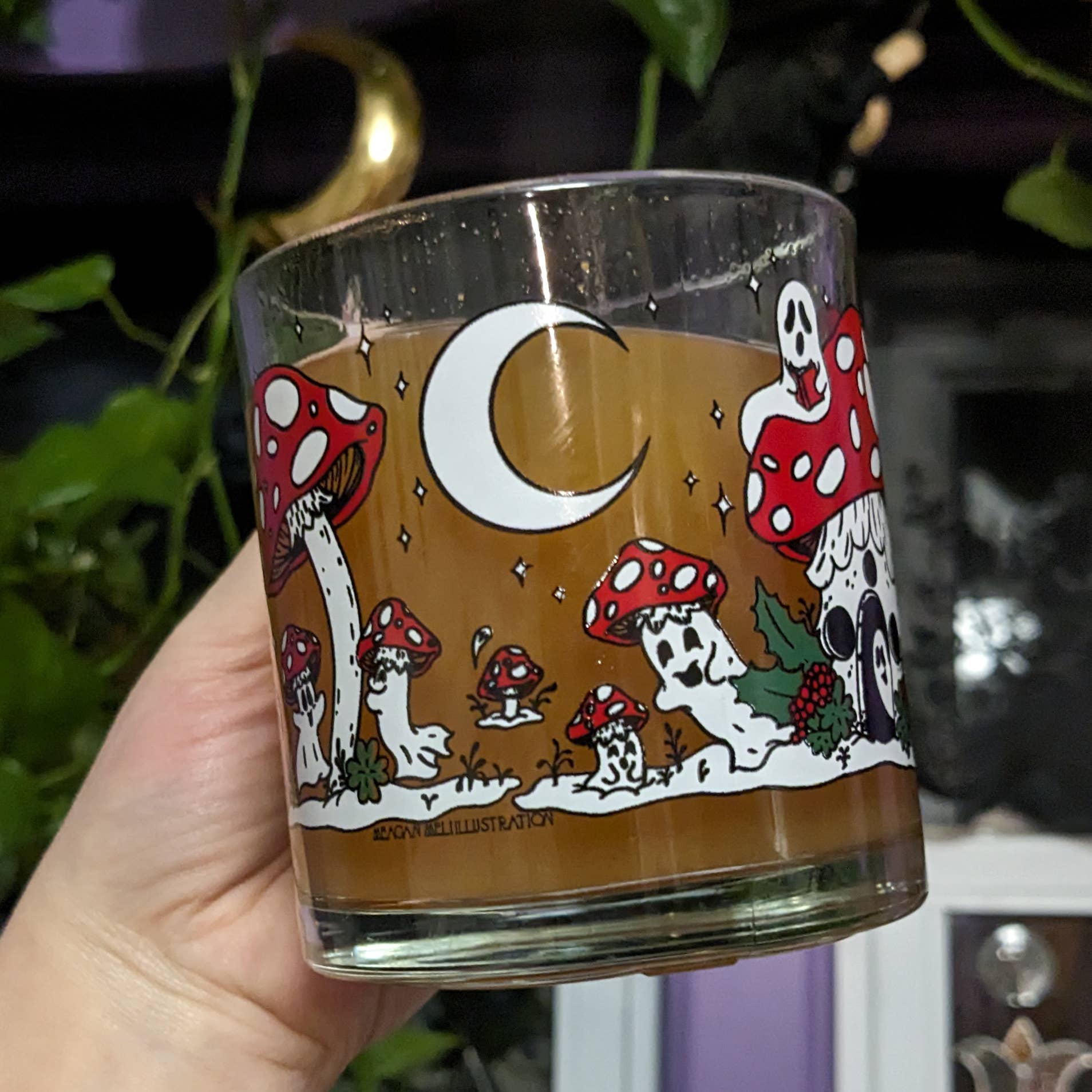 Meagan Meli Illustration - Wholesale Coffee Mug - Ghost Mushrooms in the Snow Glass Mug3