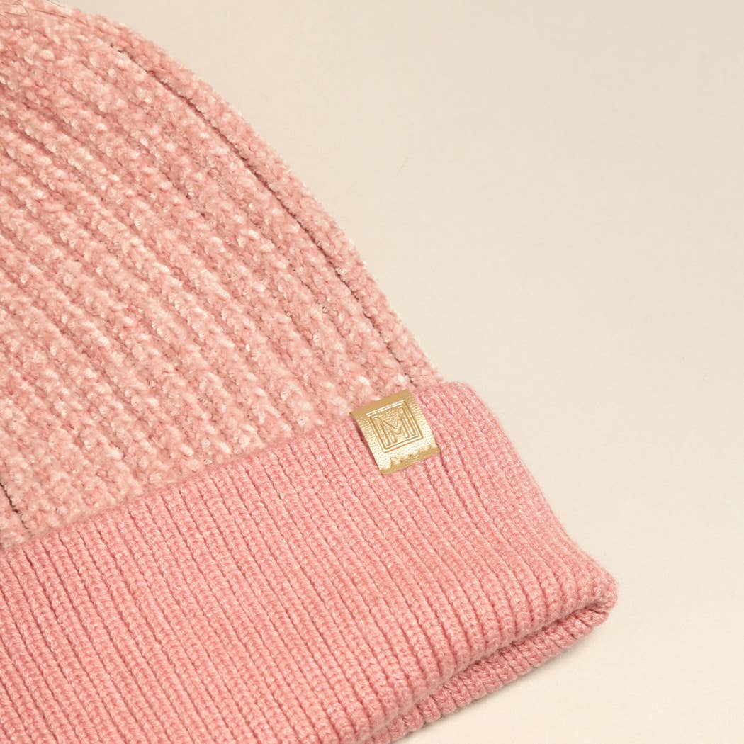 Fashion City - Wholesale Beanie - Women's - Winter Solid Chenille Cuff Beanie with Pom Pom8