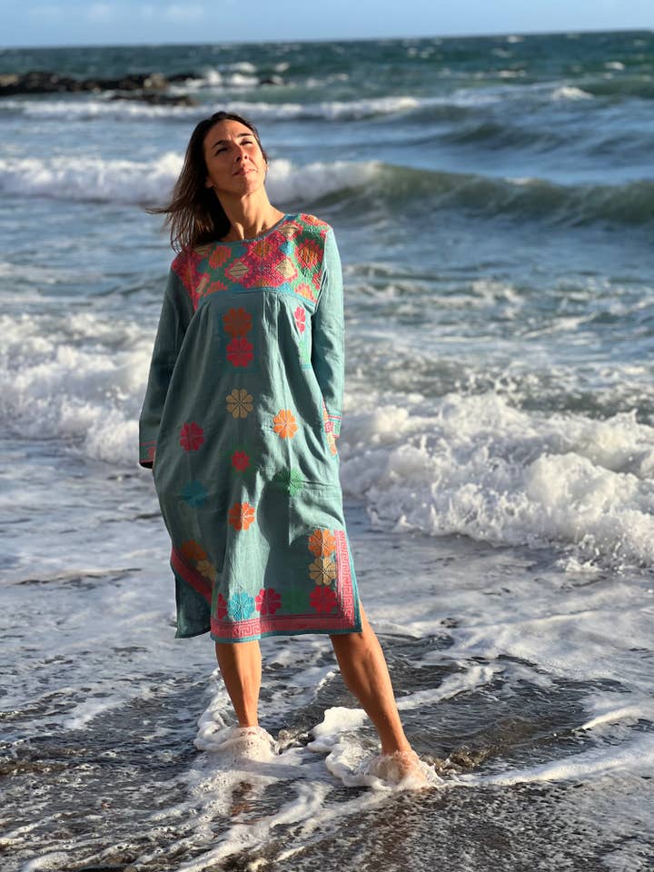 Kinomy - Wholesale Kaftan - Women's - Embroidered cotton kaftans, colorful kaftan, boho kaftan.6