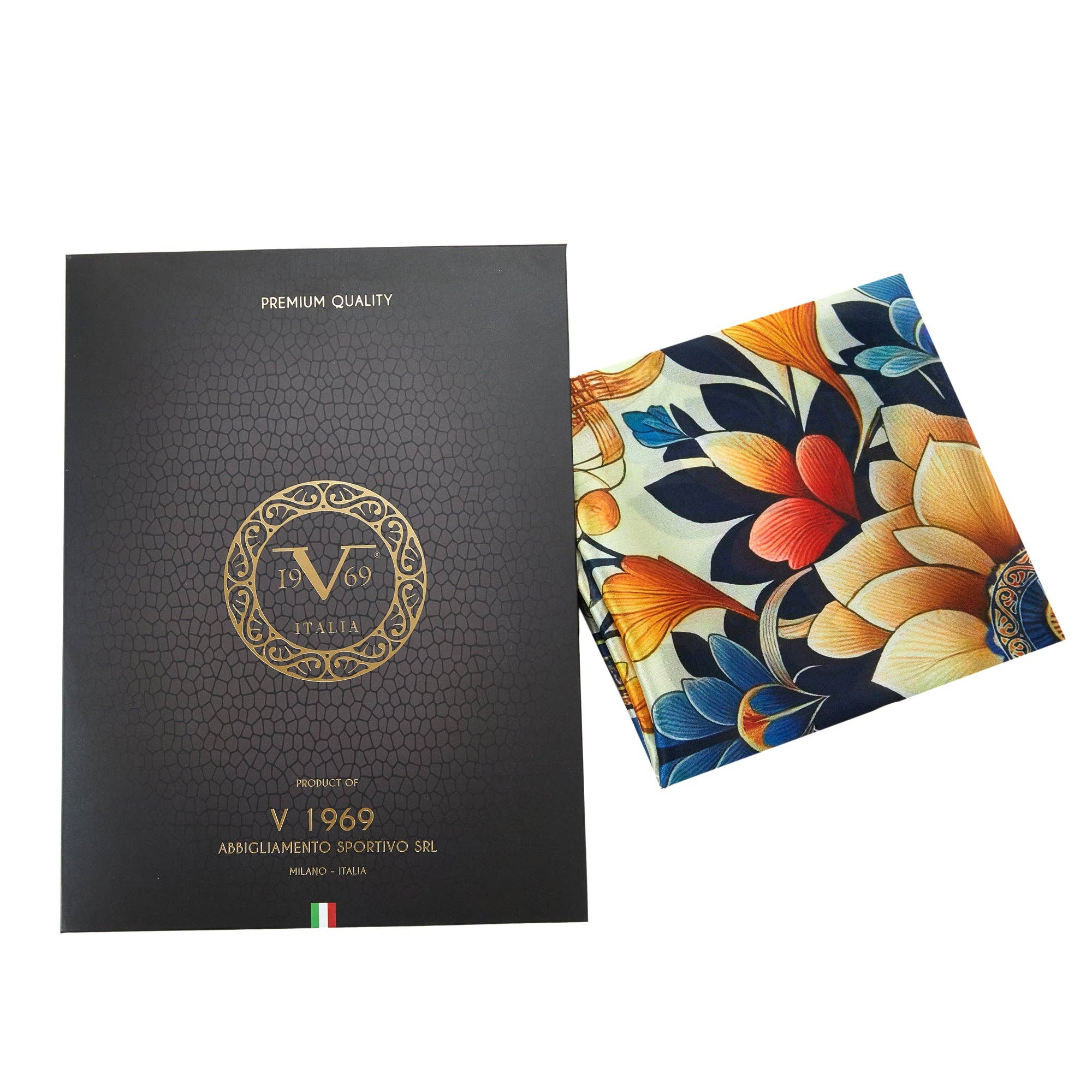 Multicolore Sciarpa quadrata in seta Royal Flowers in vendita all'ingrosso su Faire4