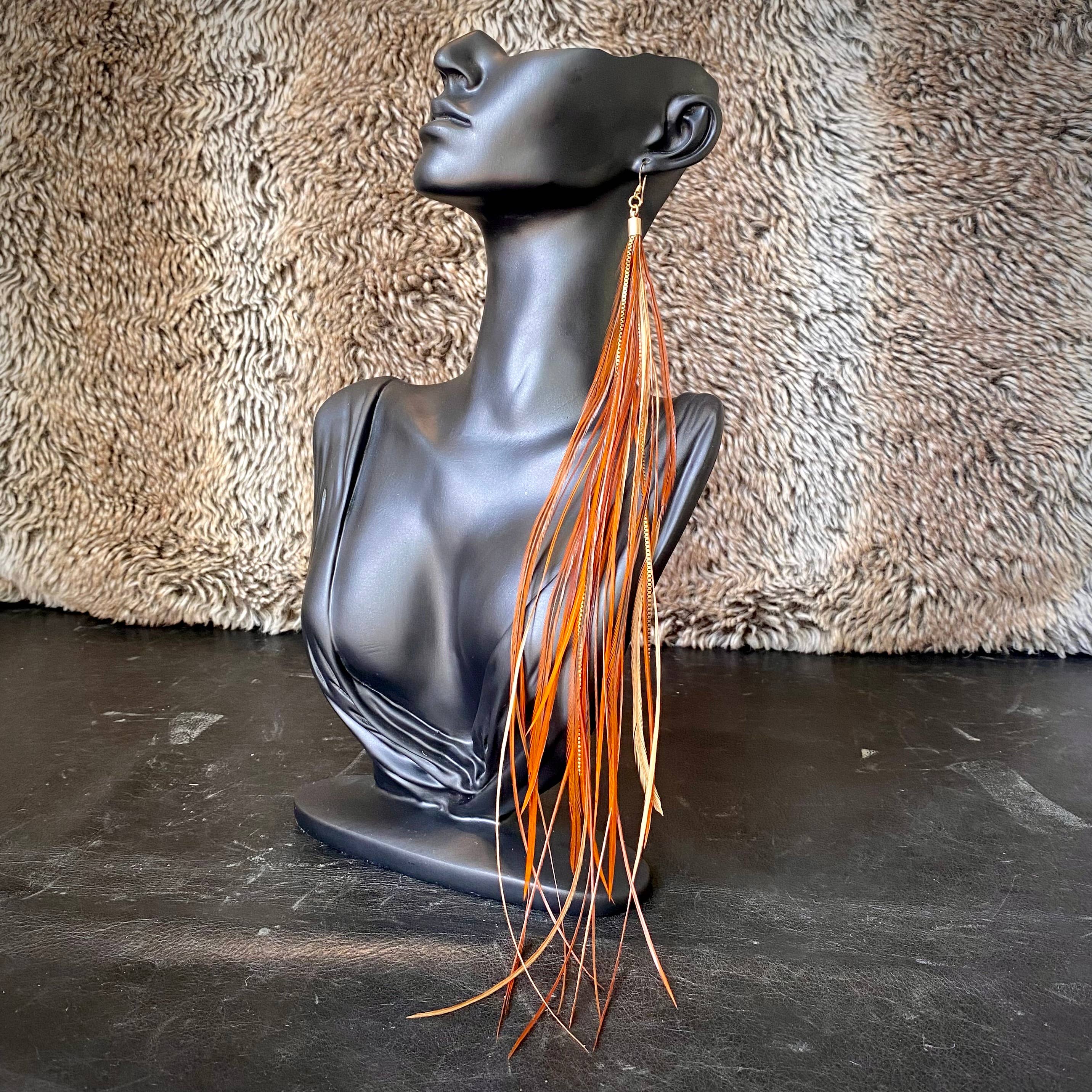 ASTALI - Wholesale Tassel Earrings - Extra Long Feather Earrings - Fawn, Boho Western Style7