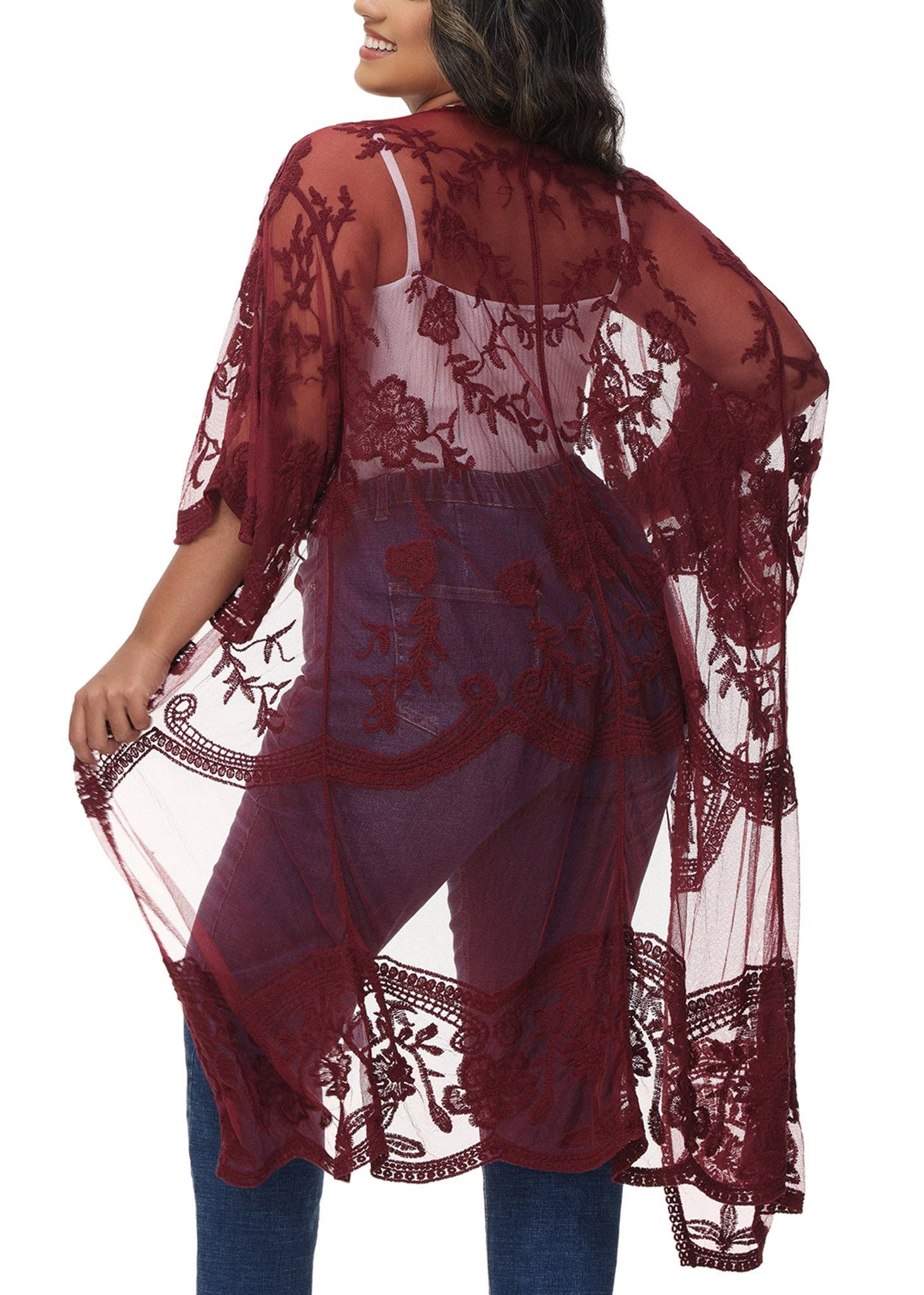 Anna Kaci Wholesale - Wholesale Cardigan - Women's - Women's Plus Size Lace Cardigan Open Front Floral Cardigan58