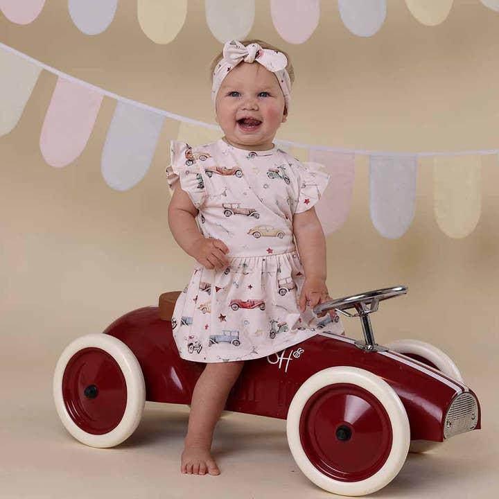 Vintage Cars Short Sleeve Organic Dress for wholesale by Snuggle Hunny