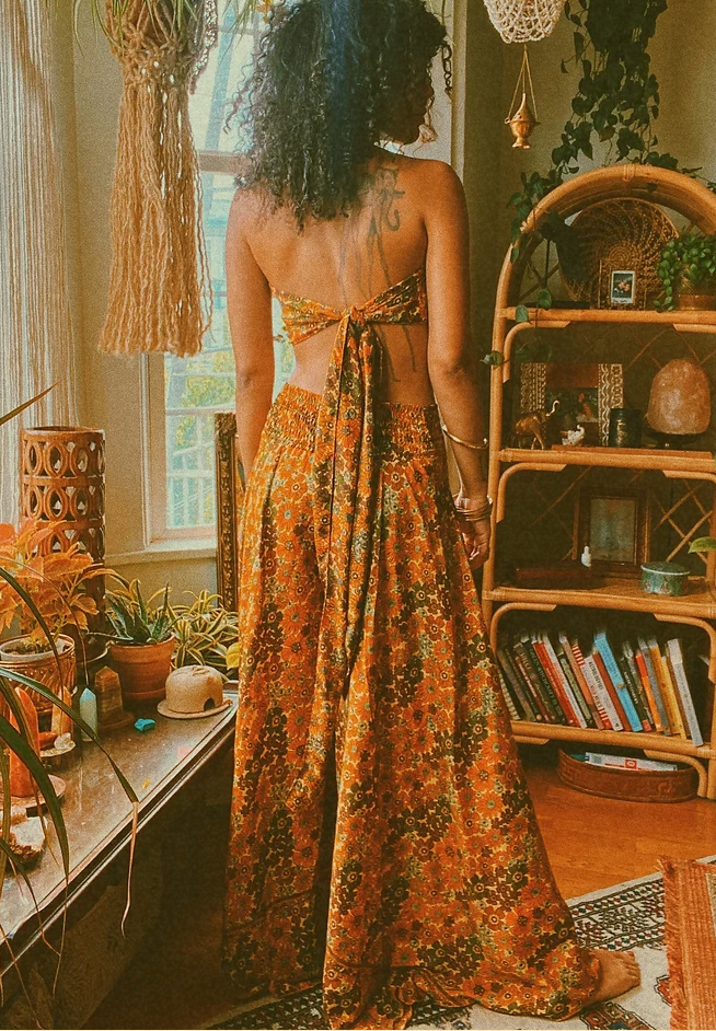 Gardenbelle Shop - Wholesale Pants - Women's - Hippie Boho Silk Bell Bottom Flare Pants, Palazzo Pants6