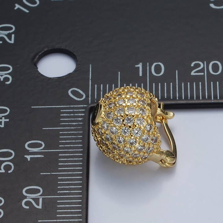 Aim Eternal - Wholesale Cocktail/Statement Ring - 14K Gold Filled Round Ball CZ Micro Paved Dome Latch Earrings in Gold & Silver | V491 V4923